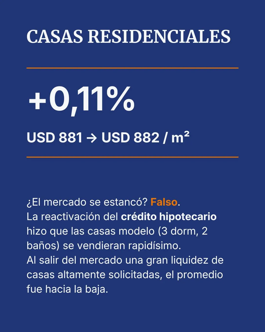 Publicación de Mendoza Insights sobre la variación de casas residenciales en el semestre.